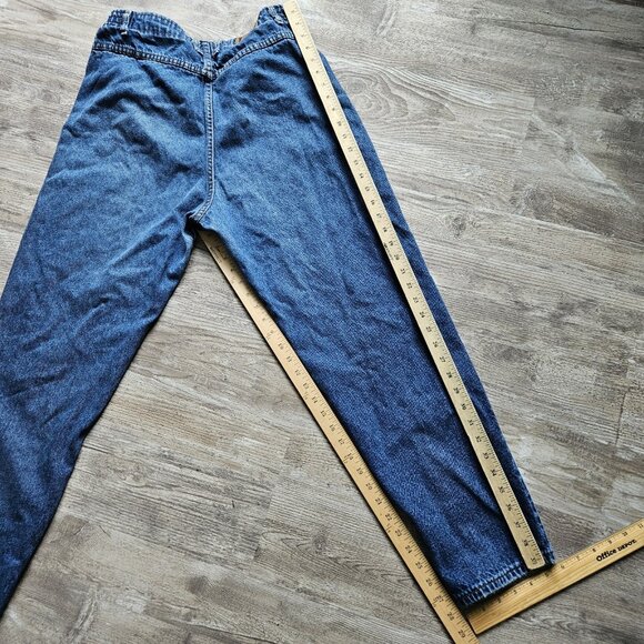 Vtg Lee Western Bareback High Waist Mom Jeans Blue Tapered Leg USA Size 29 x 28? - Picture 9 of 16